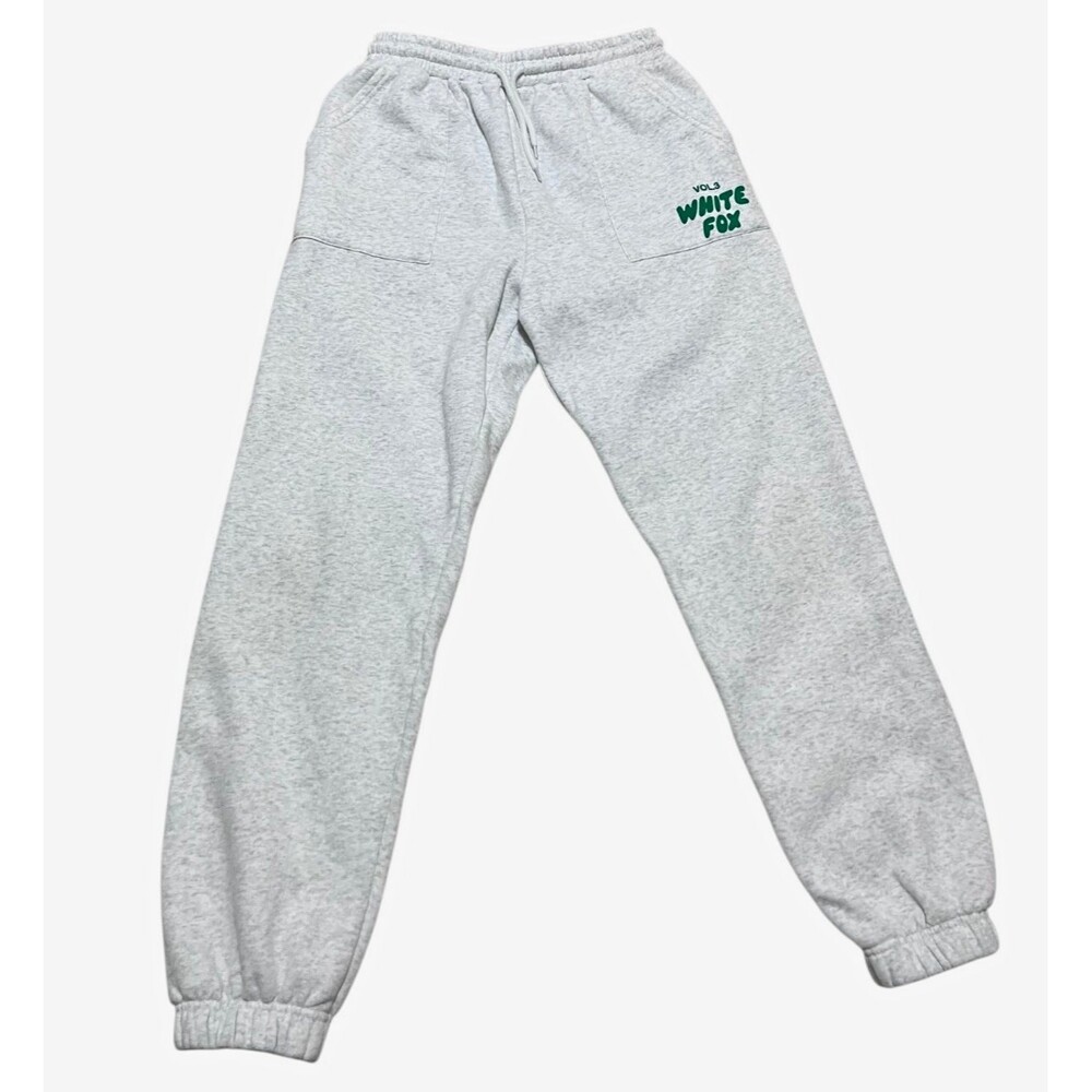 White Fox Vol 3 Offstage Sweatpants Womens M Glacier Grey Green Logo Joggers